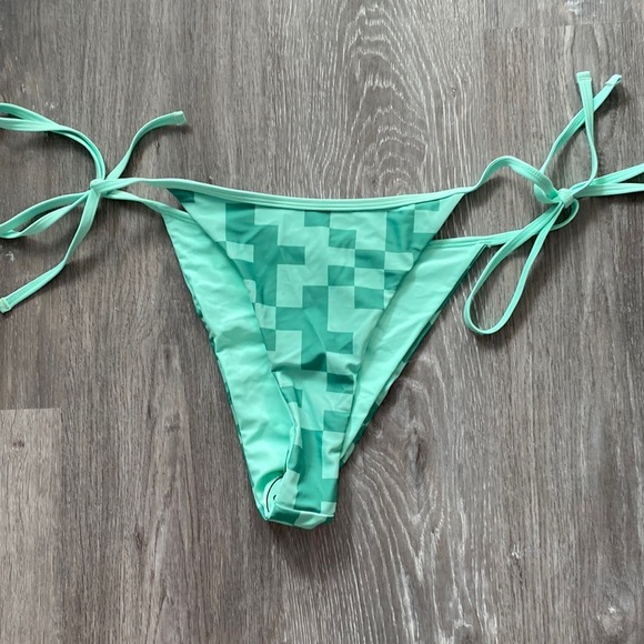 Fashion Nova Other - Fashion Nova Swim Green Block Pattern String Bikini Bottom NWOT